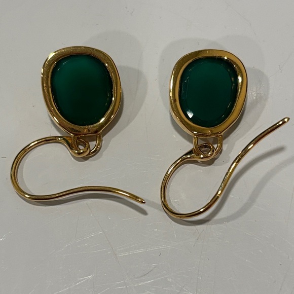 Monica Vinader Gold Plated Vermeil Silver Siren Green Onyx Drop Earrings - Picture 7 of 14